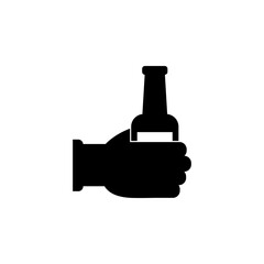 Hand hold Bottle Beer Flat Vector Icon