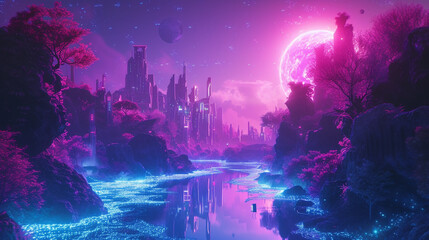 A blend of neon pink and electric purple, creating a vibrant, nocturnal spectacle.
