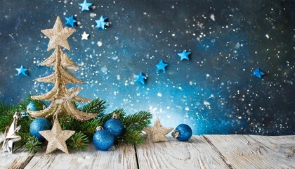 Fototapeta na wymiar christmas background with blue stars