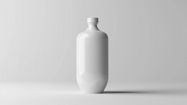 An elegantly shaped white canteen mockup bottle presented on a pristine white backdrop.