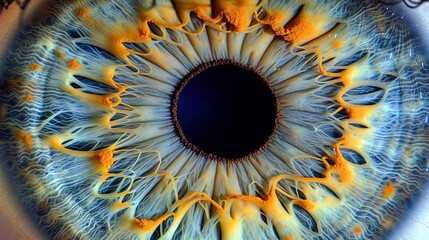 Intricately detailed close up of a human eye, highlighting the beauty of the iris and pupil - obrazy, fototapety, plakaty