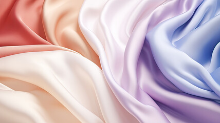 Fototapeta premium Elegant pastel textiles backdrop, Scattered gentle folds, soothing purples, blues, pinks.