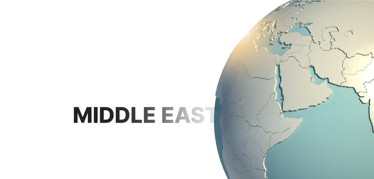 Middle east.
3d rendering Globe Background, 3d Model Of Earth.