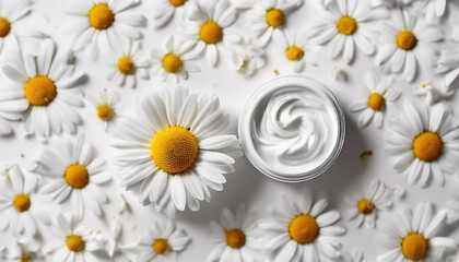 Obraz premium daisy, cosmetic, cream, decorative, isolated, white, background, top, view