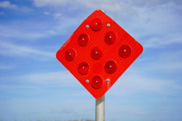 Red dead end caution warning sign.