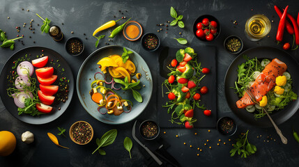 Vibrant Vegetarian Salad Bowl, Veggies, Vegetables