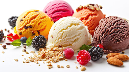 Assorted Ice Cream with Nuts and Berries