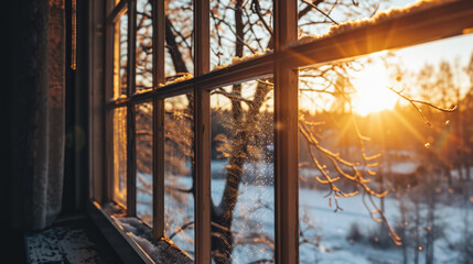 Obraz premium Sunlight streaming through house window