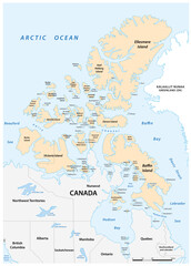 Detailed vector map of the Canadian Arctic Archipelago