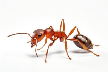  red ant formica rufa on white background