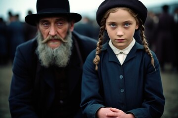 Portrayal of Amish people, traditional lifestyle, close bonds of community, rural simplicity, values of cultural richness, traditions of close-knit family friendly living group. village Country life.