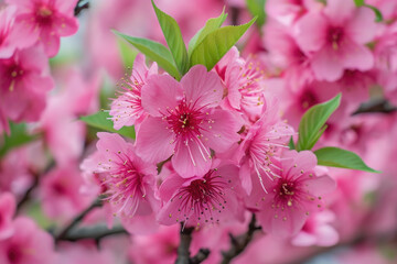 Pink tree flowers up close. Perfect for nature and spring-themed designs