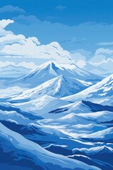 Fototapeta premium A picturesque snow-covered mountain with a clear blue sky in the background. Perfect for outdoor adventure and nature-themed projects