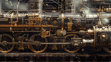A steam trains engine operation captured in a detailed scan showcasing the mechanical complexity and historic engineering