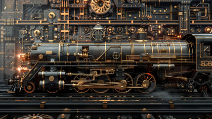 A steam trains engine operation captured in a detailed scan showcasing the mechanical complexity and historic engineering