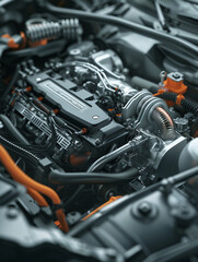 Inside the engine bay a detailed 3D scan captures the precise operation of a car engine showcasing automotive excellence