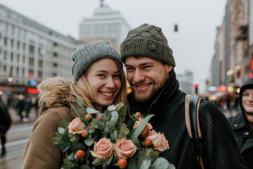 Naklejka premium A picture of a man and woman standing side by side. Suitable for illustrating relationships, teamwork, or partnerships