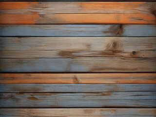Fototapeta premium orange and blue and brown and dark and dirty wood wall wooden plank board texture background