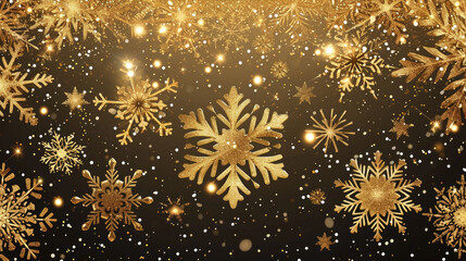 A collection of snowflakes on a dark black background. Perfect for winter-themed designs or holiday projects
