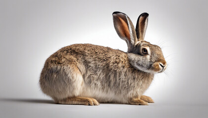 full body of a Lepus europaeus, isolated white background
