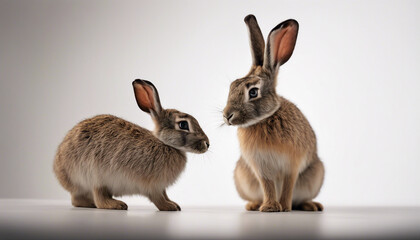 Obraz premium full body of a Lepus europaeus, isolated white background 
