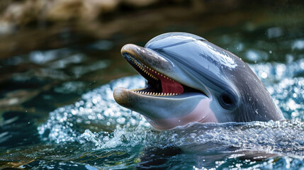 Open-mouthed Dolphin in Water