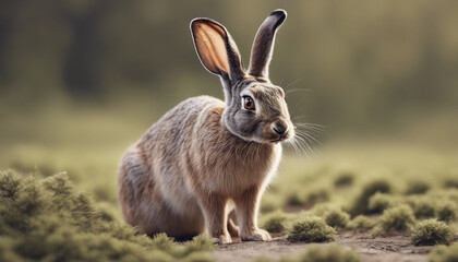 full body of a Lepus europaeus, isolated white background

