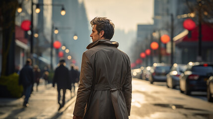 male person walking in the street