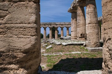 The interior of the Basilica (also known as the temple of Hera) one of the perfectly preserved...