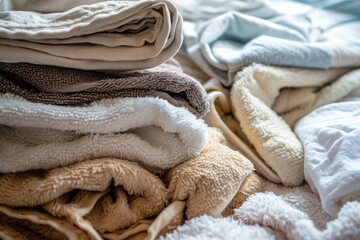 Stack of Towels on Bed