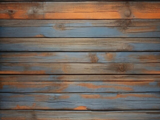 Fototapeta premium orange and blue and brown and dark and dirty wood wall wooden plank board texture background