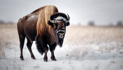 Foto auf Acrylglas full body of a bison, isolated white background © abu