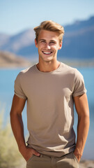 Man in Tan At The Lake