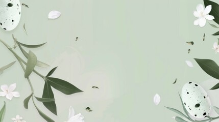 Fototapeta na wymiar Whispering Blooms: A Verdant Canvas of White Flowers and Lush Leaves. Generative AI.