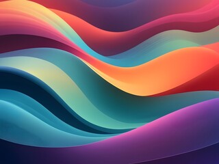Abstract background with smooth lines in pink, blue, and orange colors. Generative AI