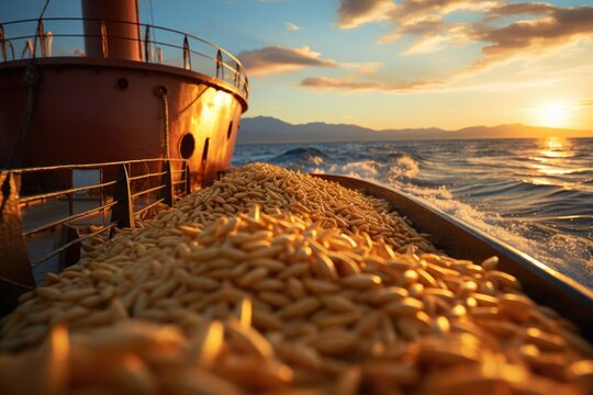 Navigating the global markets with wheat export, grains traverse borders, international trade and sustenance, global journey, international trade and food security