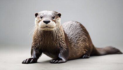 full body of a otter, isolated white background
