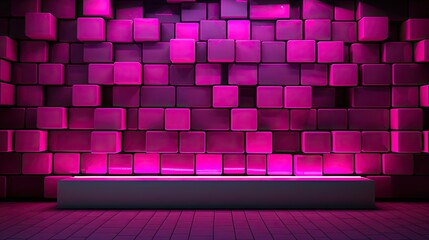 modern 3d wallpaper with magenta LED , --no safa, bed, floor, table, roof, window, furnitures