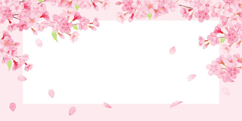 手書き水彩　桜のフレーム