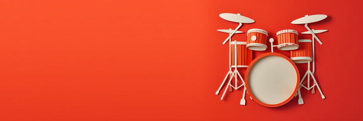Fototapeta premium Drum set, world music day poster, abstract concert banner