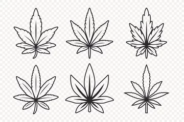 Fotobehang Cannabis Leave Icon. Hemp, Cannabis Leaf Silhouette, Flat Icon Closeup Isolated. Growing Medical Marijuana. Vector Illustration © gomolach