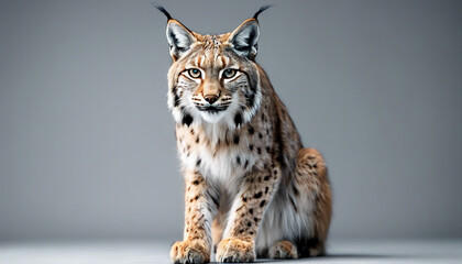 Obraz premium full body of lynx, isolated white background 