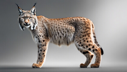 full body of lynx, isolated white background
