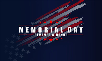 Memorial Day - Remember and honor with USA flag, Vector illustration.