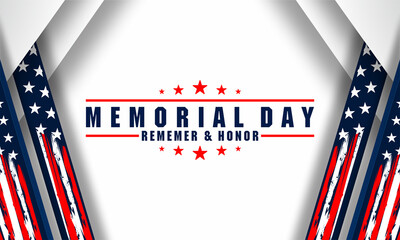 Memorial Day - Remember and honor with USA flag, Vector illustration.