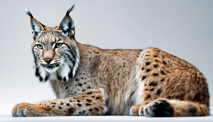 Obraz premium full body of lynx, isolated white background 