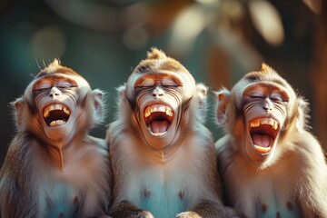 Monkeys burst into fits of hysterical laughter, their infectious happiness spreading through the air in a heartwarming display of pure delight