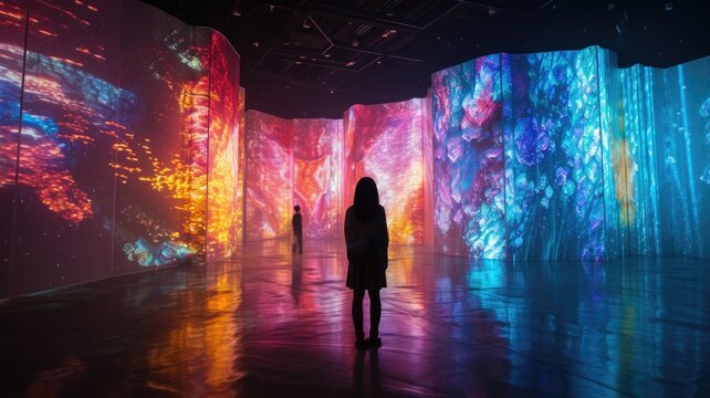 holographic art installation in a museum, demonstrating the creative and immersive possibilities of holographic art