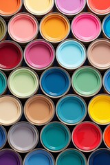 a group of cans of paint