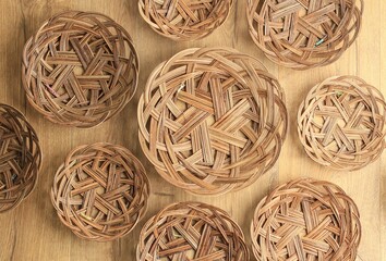 Piring Lidi, Natural Woven Plate made from Palm Leaf Bone